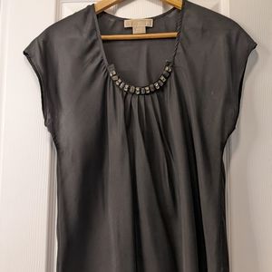 Michael Kors sheer flowy top with bead neckline